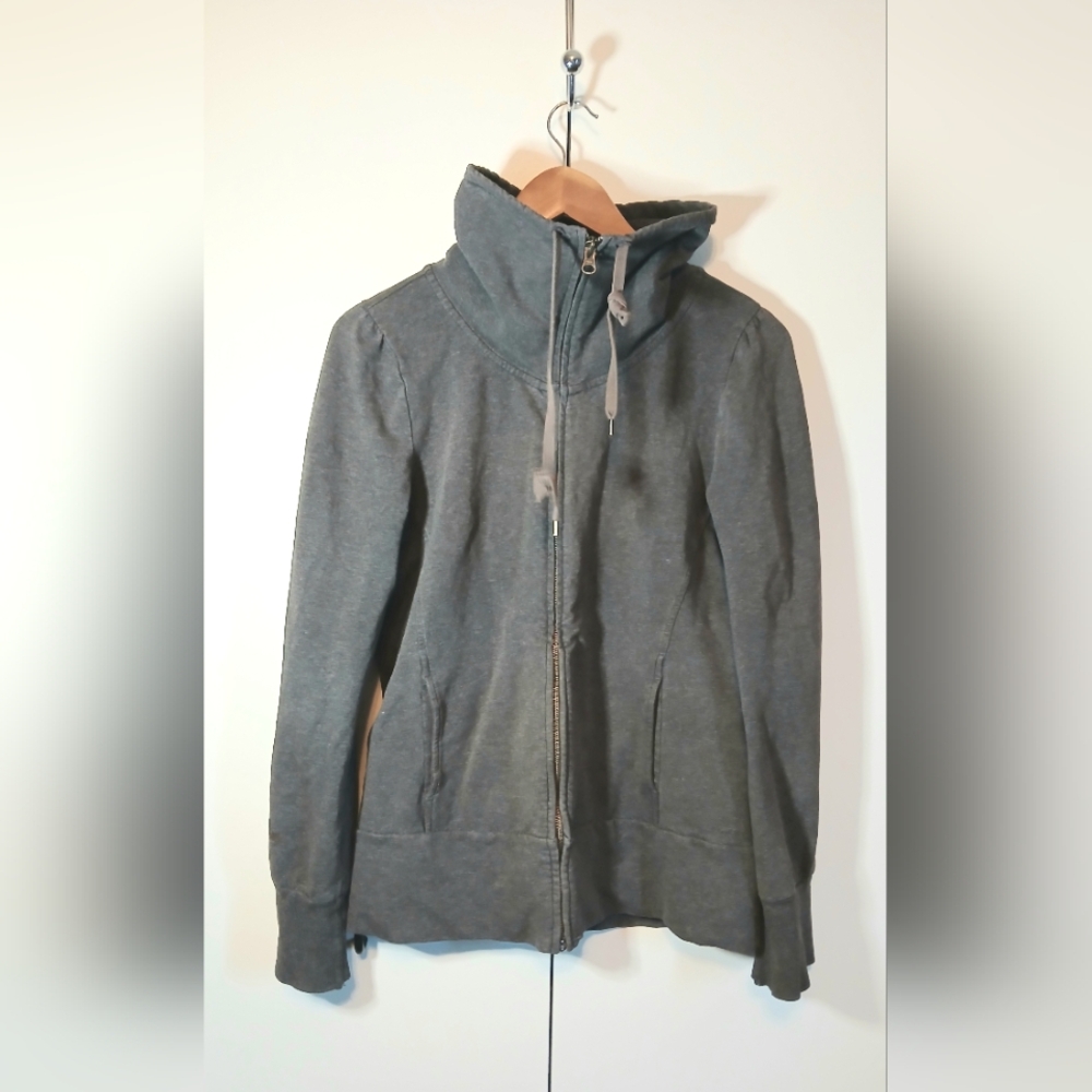 Jacob Connexion Gray Cowl Neck Zip-Up Sweater | Women’s L | Cotton Blend